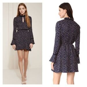 The Fifth Label Navy and White Polka Dot Long-Sleeve Mini Dress